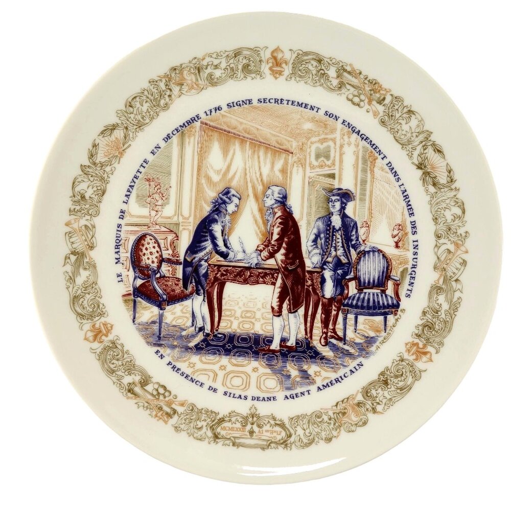 D'Arceau Limoges Porcelain Lafayette Legacy 1776 Revolutionary War Plate‎